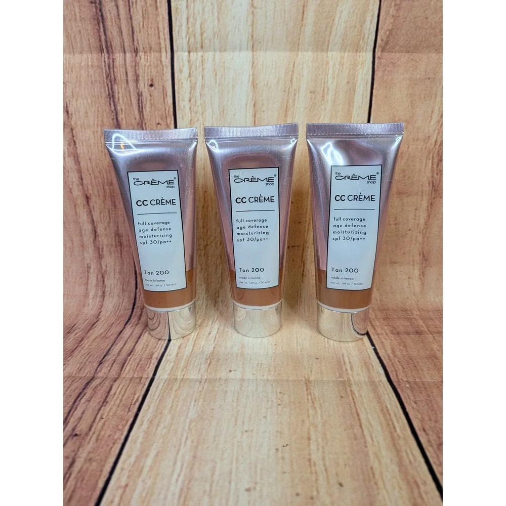 3 PK The Creme Shop CC Creme Tan 200 Full Coverage SPF 30 Moisturizing 1.69 oz